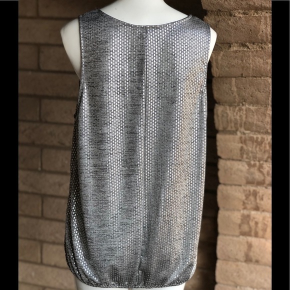 Allison Joy Silver Metallic Tank Sleeveless Size Large - Picture 4 of 7